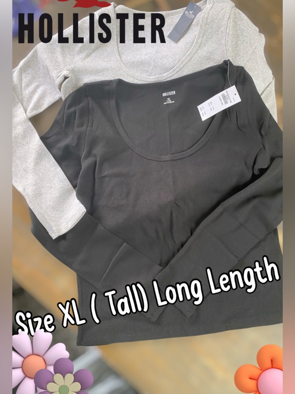 🌸Hollister 2 pack Bundle Long Sleeve Top XL Long